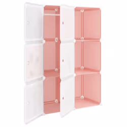 vidaXL Cube Storage Cabinet for Kids with 8 Cubes Blue PP Multi Colours/Sizes - pink, 74 x 36.5 x 108 cm - Additional view 5