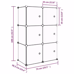 vidaXL Cube Storage Cabinet for Kids with 8 Cubes Blue PP Multi Colours/Sizes - pink, 74 x 36.5 x 108 cm - Additional view 7
