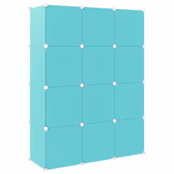vidaXL Cube Storage Cabinet for Kids with 8 Cubes Blue PP Multi Colours/Sizes - green, 110 x 36.5 x 143.5 cm - Additional view 4