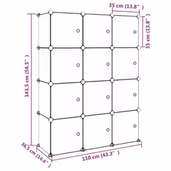 vidaXL Cube Storage Cabinet for Kids with 8 Cubes Blue PP Multi Colours/Sizes - green, 110 x 36.5 x 143.5 cm - Additional view 7