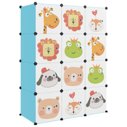 vidaXL Cube Storage Cabinet for Kids with 8 Cubes Blue PP Multi Colours/Sizes - blue, 110 x 46.5 x 144 cm