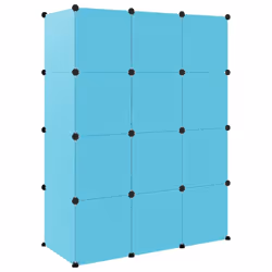 vidaXL Cube Storage Cabinet for Kids with 8 Cubes Blue PP Multi Colours/Sizes - blue, 110 x 46.5 x 144 cm - Additional view 4