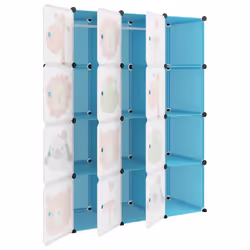 vidaXL Cube Storage Cabinet for Kids with 8 Cubes Blue PP Multi Colours/Sizes - blue, 110 x 46.5 x 144 cm - Additional view 5