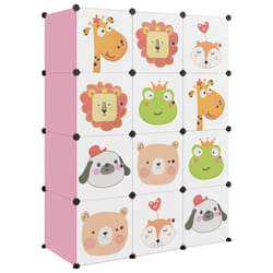 vidaXL Cube Storage Cabinet for Kids with 8 Cubes Blue PP Multi Colours/Sizes - pink, 110 x 46.5 x 144 cm