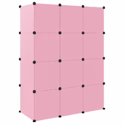 vidaXL Cube Storage Cabinet for Kids with 8 Cubes Blue PP Multi Colours/Sizes - pink, 110 x 46.5 x 144 cm - Additional view 4