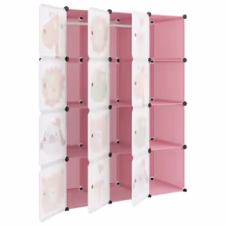 vidaXL Cube Storage Cabinet for Kids with 8 Cubes Blue PP Multi Colours/Sizes - pink, 110 x 46.5 x 144 cm - Additional view 5