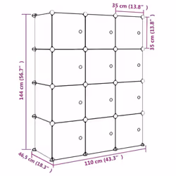 vidaXL Cube Storage Cabinet for Kids with 8 Cubes Blue PP Multi Colours/Sizes - pink, 110 x 46.5 x 144 cm - Additional view 7