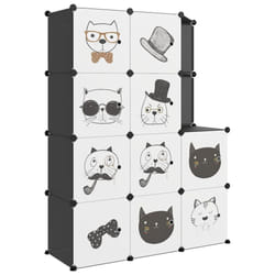vidaXL Cube Storage Cabinet for Kids with 8 Cubes Blue PP Multi Colours/Sizes - black, 110 x 46.5 x 144 cm