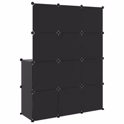 vidaXL Cube Storage Cabinet for Kids with 8 Cubes Blue PP Multi Colours/Sizes - black, 110 x 46.5 x 144 cm - Additional view 4