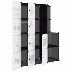 vidaXL Cube Storage Cabinet for Kids with 8 Cubes Blue PP Multi Colours/Sizes - black, 110 x 46.5 x 144 cm - Additional view 5