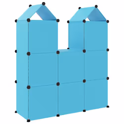 vidaXL Cube Storage Cabinet for Kids with 8 Cubes Blue PP Multi Colours/Sizes - blue, 109.5 x 36.5 x 127 cm - Additional view 4