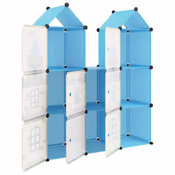 vidaXL Cube Storage Cabinet for Kids with 8 Cubes Blue PP Multi Colours/Sizes - blue, 109.5 x 36.5 x 127 cm - Additional view 5