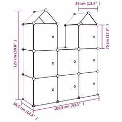 vidaXL Cube Storage Cabinet for Kids with 8 Cubes Blue PP Multi Colours/Sizes - blue, 109.5 x 36.5 x 127 cm - Additional view 7