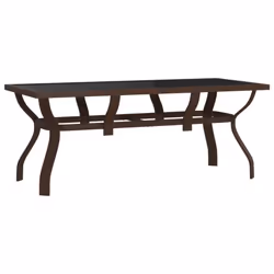 vidaXL Garden Table Steel and Glass Multi Colours 140x70x70 cm/180x80x70 cm - brown and black, 180 x 80 x 70 cm