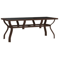 vidaXL Garden Table Steel and Glass Multi Colours 140x70x70 cm/180x80x70 cm - brown and black, 180 x 80 x 70 cm