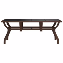 vidaXL Garden Table Steel and Glass Multi Colours 140x70x70 cm/180x80x70 cm - brown and black, 180 x 80 x 70 cm