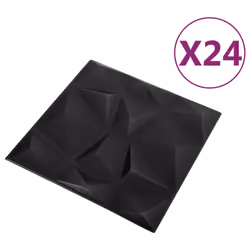 vidaXL 3D Wall Panels Self-adhesive Wall Panel Decor Wallpaper Wall Covering - diamond black, 24