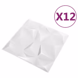 vidaXL 3D Wall Panels Wall Paper Wall Cover Decor 12 pcs Diamond White 3 mÂ²