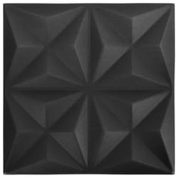 vidaXL 3D Wall Panels Wall Paper Wall Cover Decor 12 pcs Origami Black 3 mÂ²