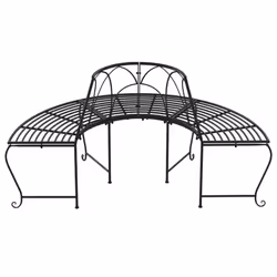 vidaXL 2x Half Round Tree Bench Ã159 cm Black Steel Seating Chair Bench Seat - Additional view 4
