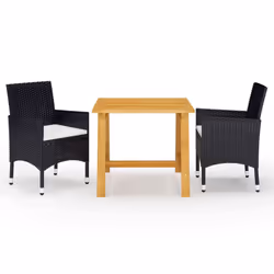 vidaXL Garden Dining Set with Cushions Black|Brown Multi Sizes 3/5/7 Piece - black, 88 cm table length
