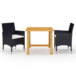 vidaXL Garden Dining Set with Cushions Black|Brown Multi Sizes 3/5/7 Piece - black, 88 cm table length