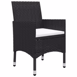 vidaXL Garden Dining Set with Cushions Black|Brown Multi Sizes 3/5/7 Piece - black, 88 cm table length