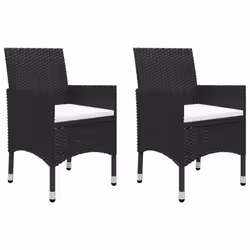 vidaXL Garden Bistro Set 3 Piece Poly Rattan and Tempered Glass Black Table