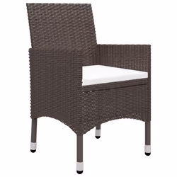 vidaXL 3 Piece Garden Bistro Set Poly Rattan and Tempered Glass Brown