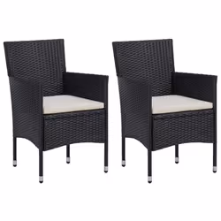 vidaXL Garden Dining Set 3 Piece Poly Rattan and Tempered Glass Black Seat