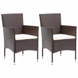 vidaXL 3 Piece Garden Dining Set Poly Rattan and Tempered Glass Brown