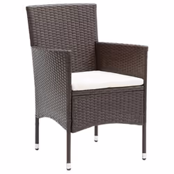 vidaXL 3 Piece Garden Dining Set Poly Rattan and Tempered Glass Brown