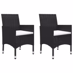 vidaXL Garden Bistro Set 3 Piece Poly Rattan and Tempered Glass Multi Colours - black
