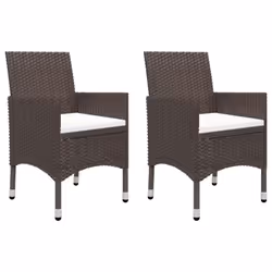 vidaXL Garden Bistro Set 3 Piece Poly Rattan and Tempered Glass Multi Colours - brown