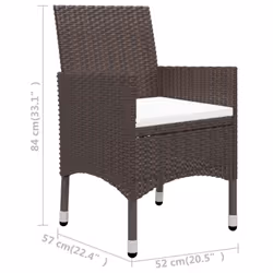 vidaXL Garden Bistro Set 3 Piece Poly Rattan and Tempered Glass Multi Colours - brown