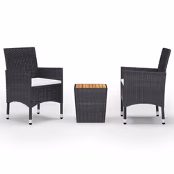 vidaXL Garden Bistro Set 3 Piece Poly Rattan and Tempered Glass Multi Colours - black and brown