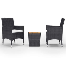 vidaXL Garden Bistro Set 3 Piece Poly Rattan and Tempered Glass Multi Colours - black and brown