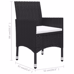 vidaXL Garden Bistro Set 3 Piece Poly Rattan and Tempered Glass Multi Colours - black and brown