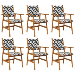 vidaXL 2/4/6/8x Solid Acacia Wood Garden Chairs Outdoor Dining Chair Seating - 6