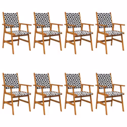 vidaXL 2/4/6/8x Solid Acacia Wood Garden Chairs Outdoor Dining Chair Seating - 8