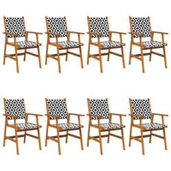 vidaXL 2/4/6/8x Solid Acacia Wood Garden Chairs Outdoor Dining Chair Seating - 8