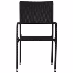 vidaXL Garden Dining Chairs 2 pcs Stackable Outdoor Chair Black Poly Rattan