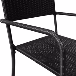 vidaXL Garden Dining Chairs 2 pcs Stackable Outdoor Chair Black Poly Rattan - Additional view 4