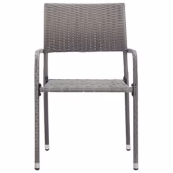 vidaXL Garden Dining Chairs 4 pcs Stackable Outdoor Chair Grey Poly Rattan