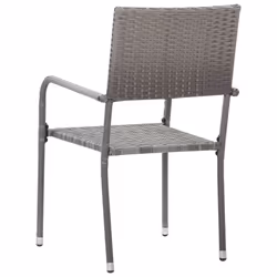vidaXL Garden Dining Chairs 4 pcs Stackable Outdoor Chair Grey Poly Rattan - Additional view 4