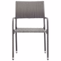 vidaXL Garden Dining Chairs 6 pcs Stackable Outdoor Chair Grey Poly Rattan