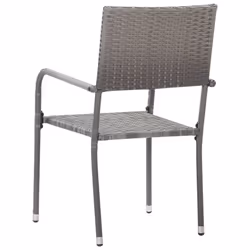 vidaXL Garden Dining Chairs 6 pcs Stackable Outdoor Chair Grey Poly Rattan - Additional view 4