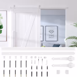 vidaXL Sliding Door Hardware Kit Home Sliding Rail Door Track Kit SKIEN Steel - white, 200 cm - Additional view 5