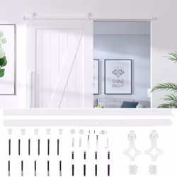 vidaXL Sliding Door Hardware Kit 183 cm Steel White Sliding Barn Door Track - Additional view 5