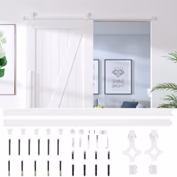 vidaXL Sliding Door Hardware Kit 200 cm Steel White Sliding Barn Door Track - Additional view 5